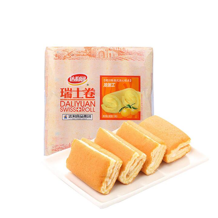 Daliyuan Swiss Roll Orange Flavor - 12 Pieces, 240g
