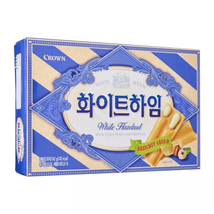 Crown White Chocolate Hazelnut Wafers - 9 Packs, 142g