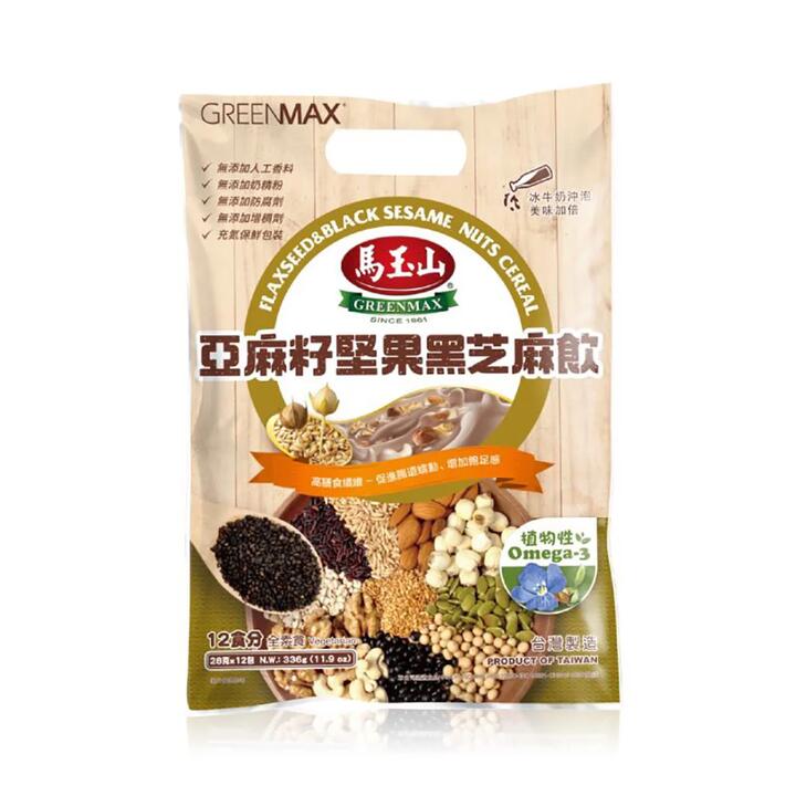 Greenmax Flaxseed & Black Sesame Nuts Cereal Drink - 28g x 12 Packs