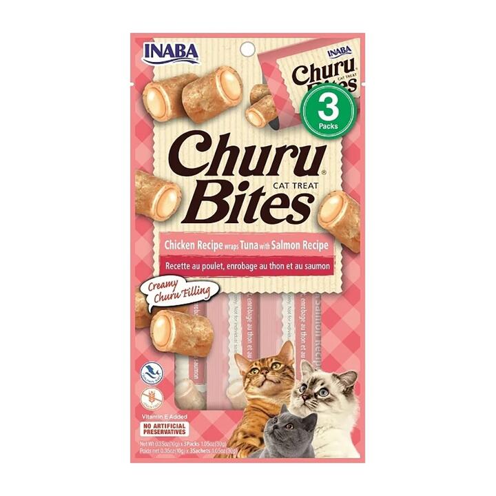 Inaba Churu Bites Cat Treats - Chicken, Tuna, and Salmon Flavor - 30g