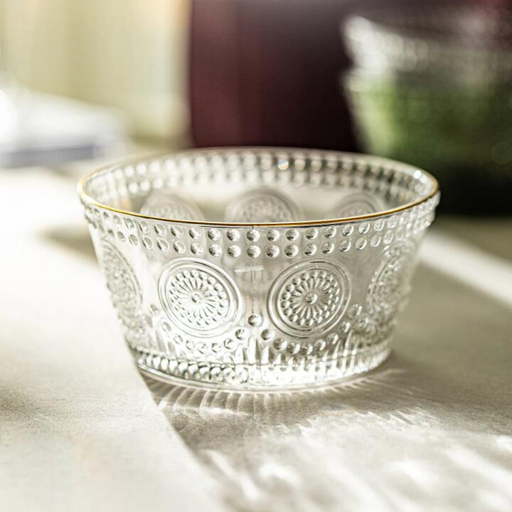 Modern SweetHome Sunflower Small Bowl - Transparent with Dessert Spoon