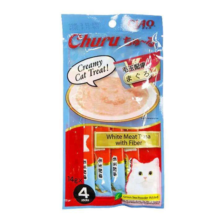 CIAO Churu Creamy Cat Treat Tuna Hairball Control Formula - 4 Sticks, 56g