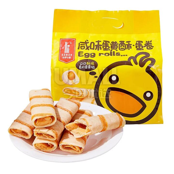 Kaman Crispy Egg Rolls Salted Egg Yolk Flavor - 10 Packs, 219g