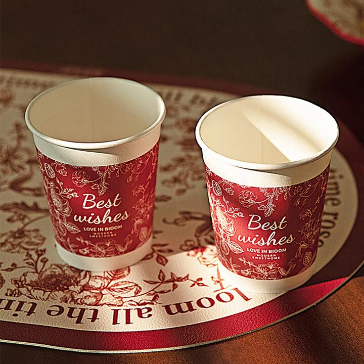 Modern SweetHome Rose Holiday Disposable Paper Cups 330ml - Pack of 50