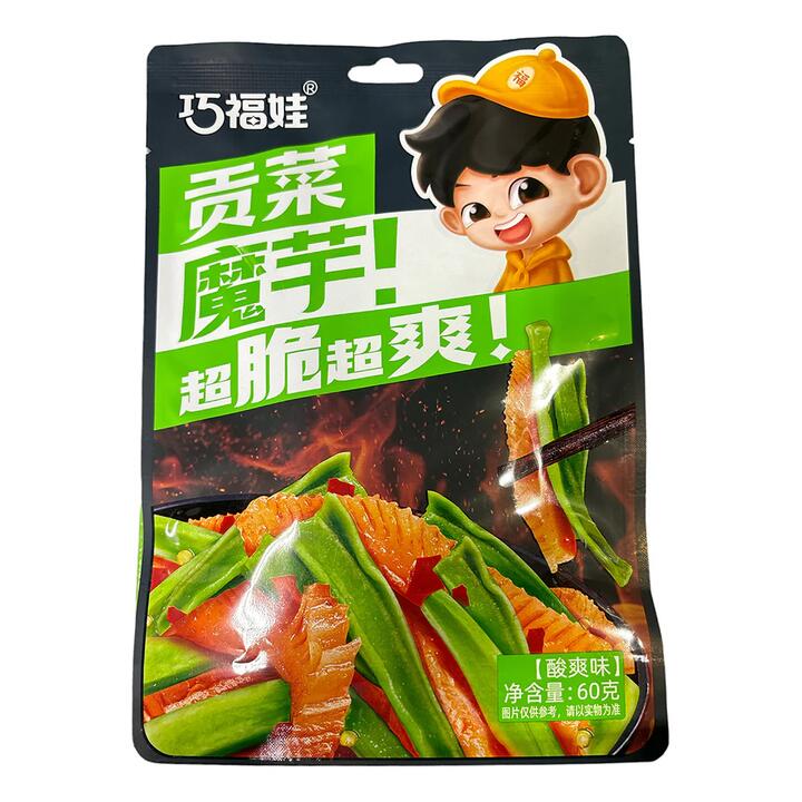 QiaoFuWa Pickled Konjac with Celery - Sour Flavor, 60g