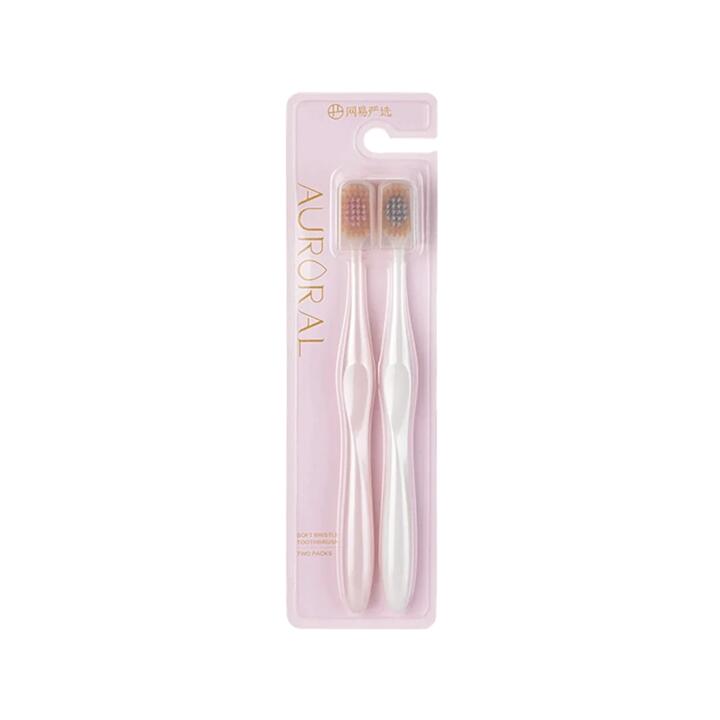 Lifease Wide Head Soft Bristle Toothbrush - Pink & White, 2 Pack