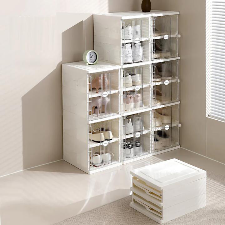 FaSoLa Foldable Shoe Box - White, 6 Layers