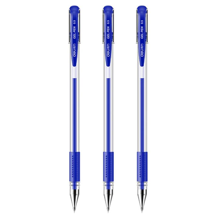 Deli 0.5mm Bullet Tip Gel Pen - Blue, Box of 12