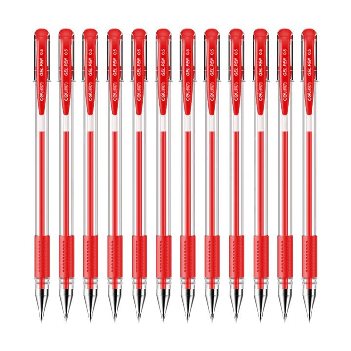 Deli 0.5mm Bullet Tip Gel Pens Red - Box of 12