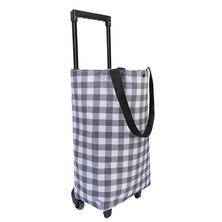 Ulife Expandable Trolley Shopping Bag - Black and White Checkered