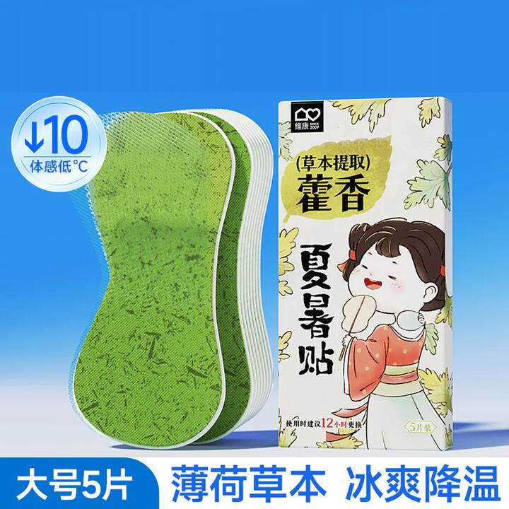 Weikang Herbal Cooling Patches with Mint - Large, 5 Pieces