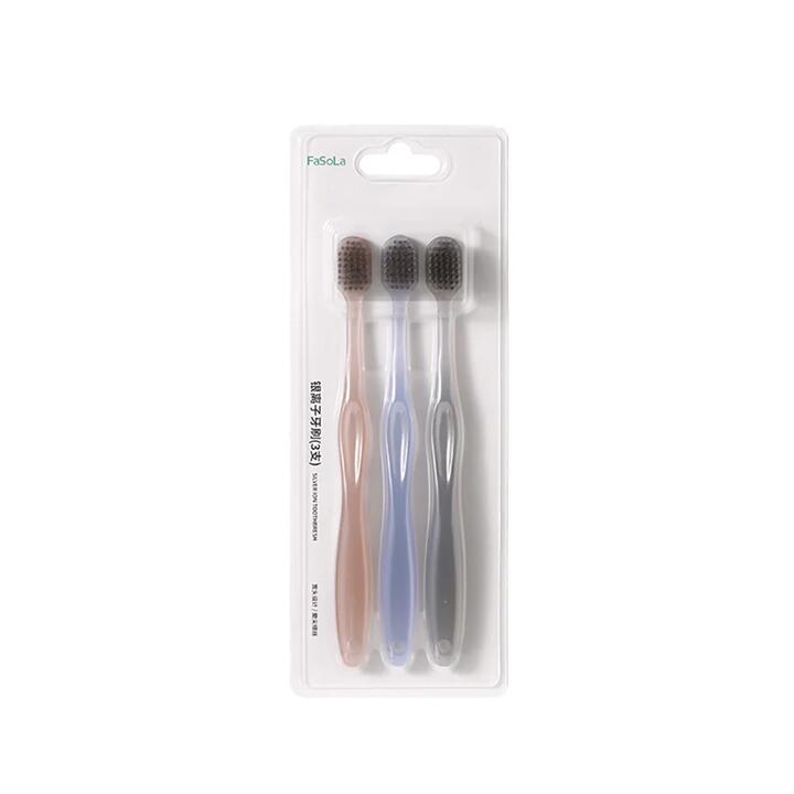 FaSoLa Silver Ion Toothbrush - 3 Pack, Mixed Colors