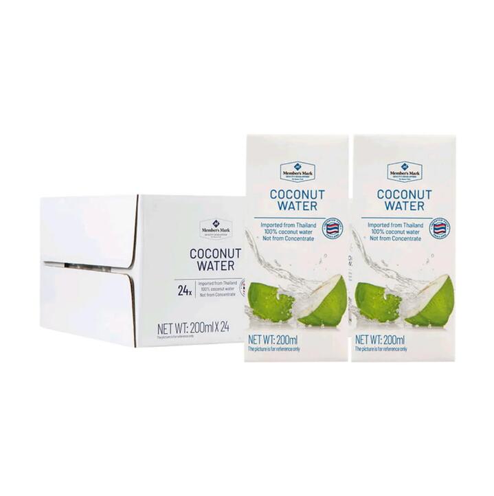 Member's Mark 100% Coconut Water (Not from Concentrate) 200 ml x 24 - Limited Import