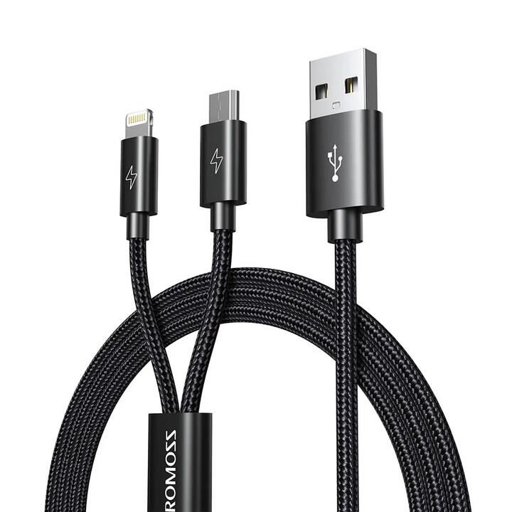 ROMOSS 2-in-1 Lightning-MicroUSB Cable 1.5m Black