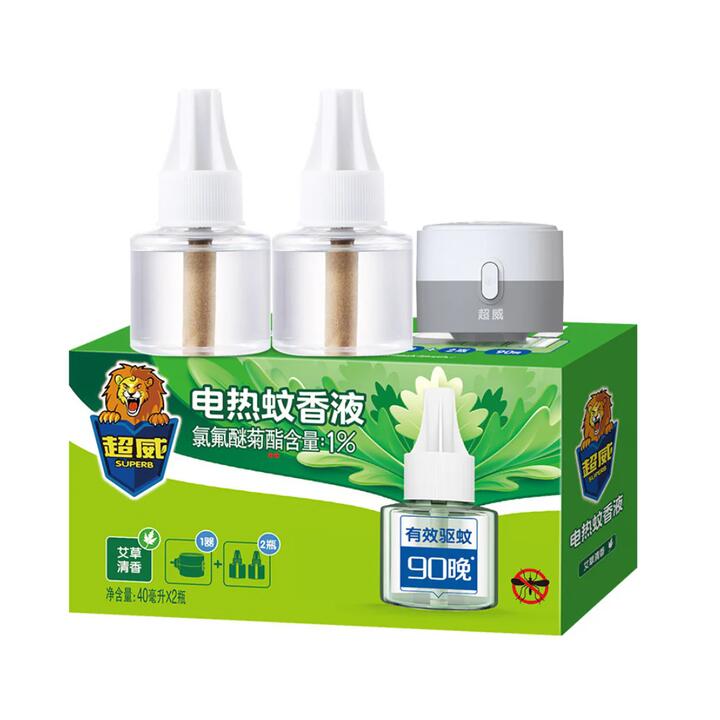 Superb Electric Mosquito Repellent Liquid Mugwort Scent 40ml x 2 Bottles + 1 Heater