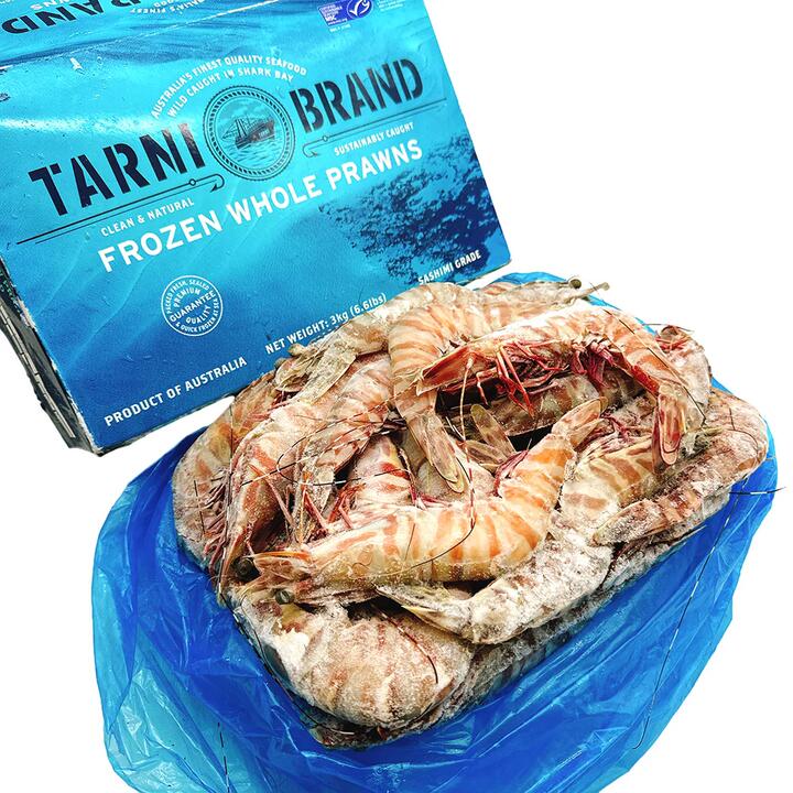 Tarni Brand Raw Brown Tiger Prawns U6/8 - 3kg