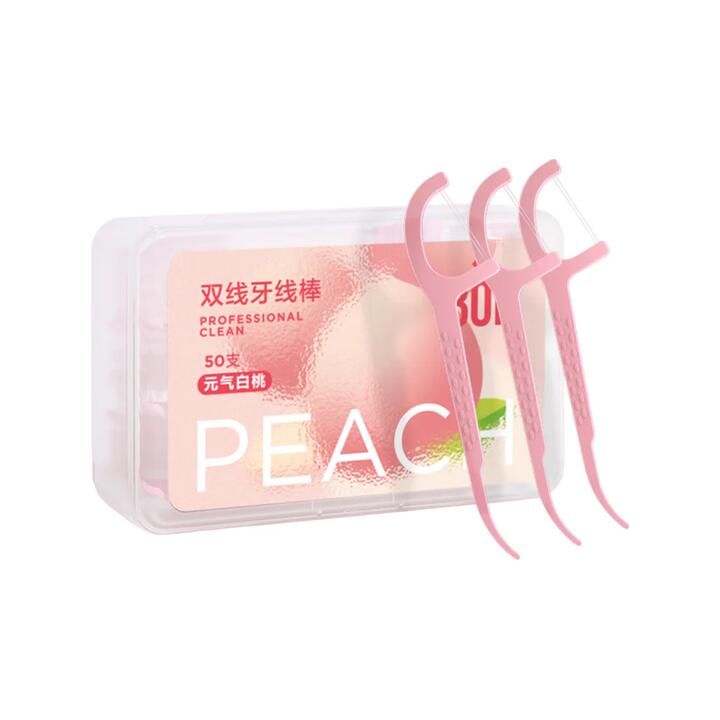 BOP Dual-Line Floss Picks Peach Flavor - 50 Pieces