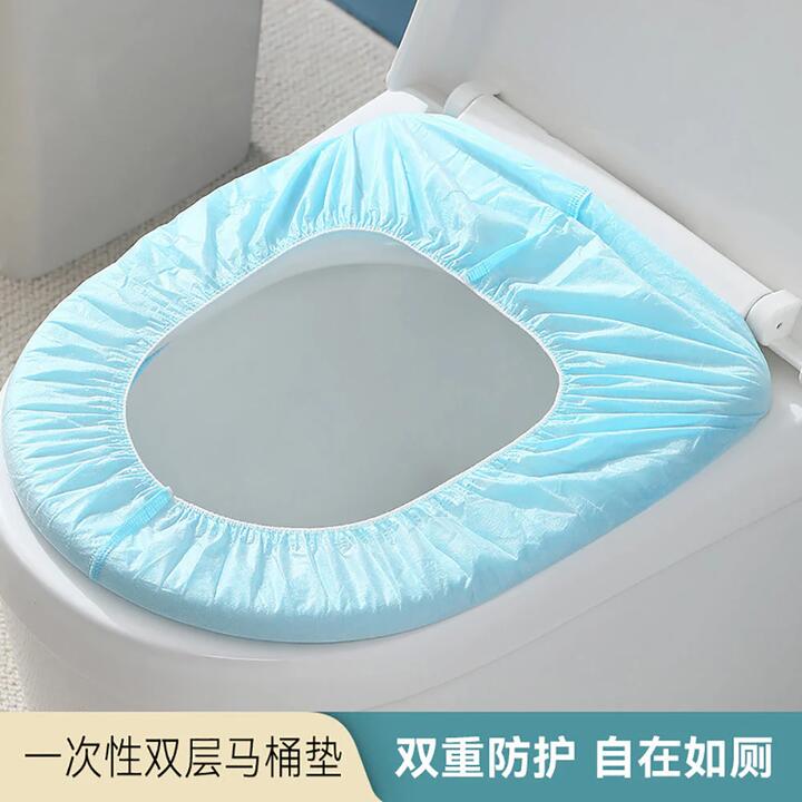 FaSoLa Disposable Double-Layer Toilet Seat Covers - Blue, Pack of 10 X3