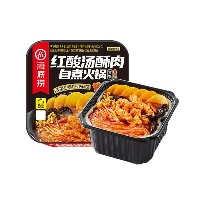 Haidilao Self-Heating Hot Pot with Red Sour Soup and Crispy Pork - 305g