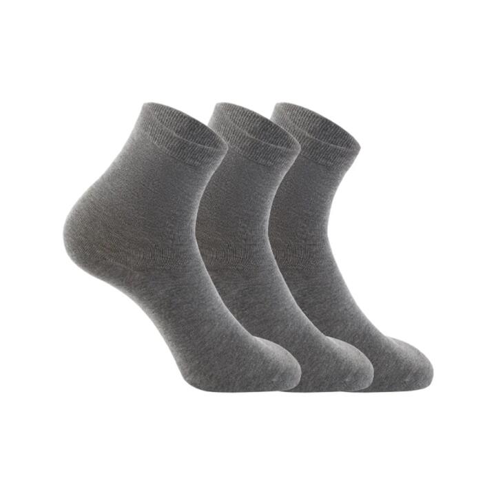 Lifease Cotton High Elastic Men's Socks - Grey, 3 Pairs