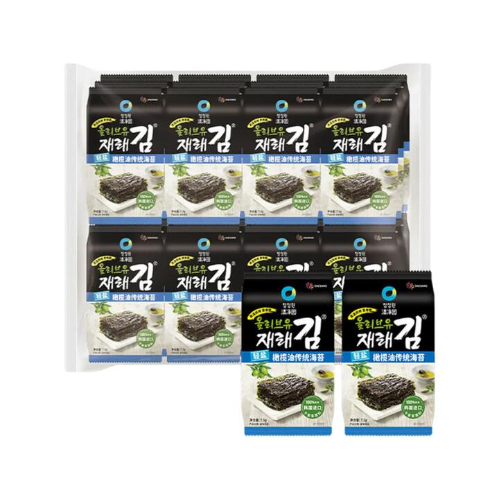 Chung Jung One Lightly Salted Olive Oil Seaweed Snacks - 24 Packs, 180g