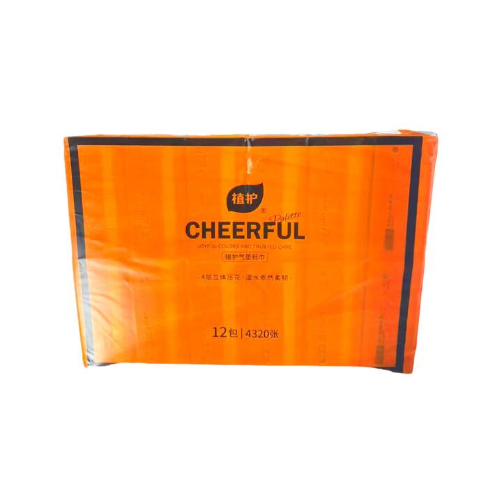 ZhiHu Cheerful 4-Ply Embossed Facial Tissues - 90 Sheets x 12 Packs