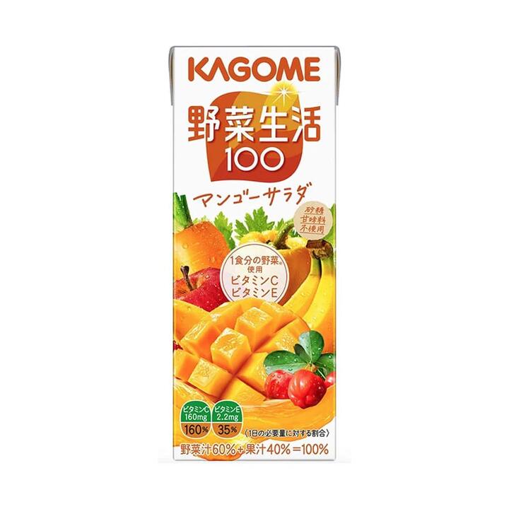 Kagome Vegetable Life 100 Fruit and Vegetable Juice, Mango Flavour, 200ml