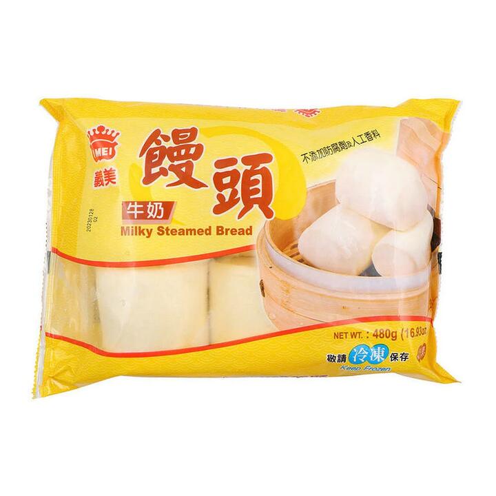 [Frozen] I-Mei Milk Mantou (Steamed Buns) 6pcs, Dairy-Free, 480g