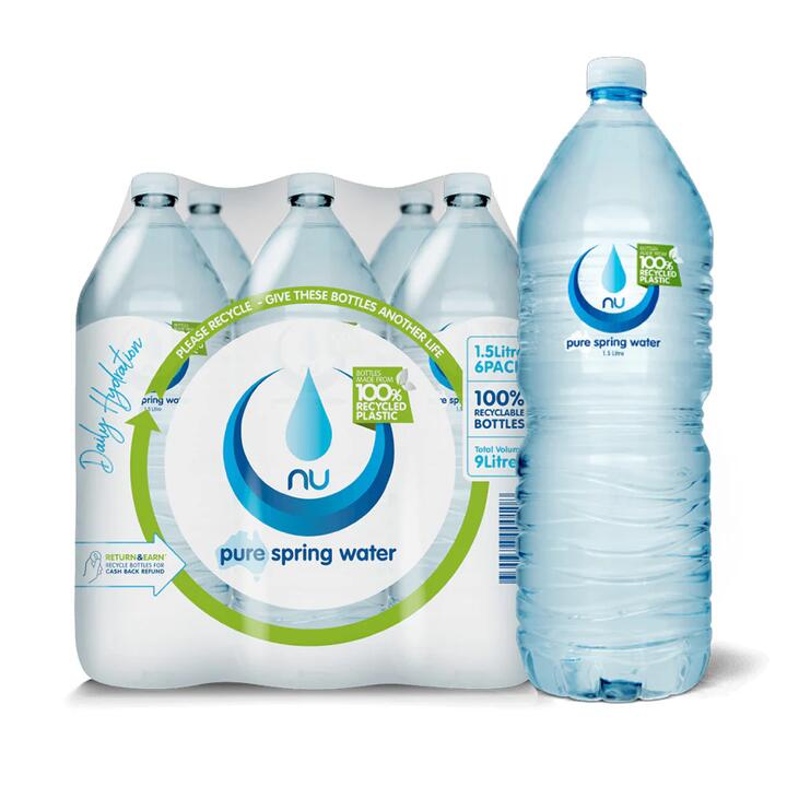 Nu Pure Spring Water 1.5L x 6 Bottles – 9L Total