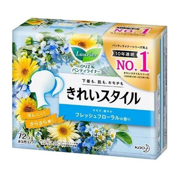 Kao Laurier Ultra-Thin Sanitary Pads, Fresh Floral Scent, 14cm, Pack of 72