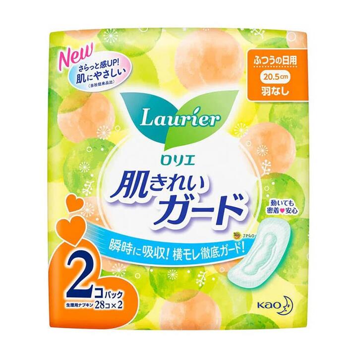 Kao Laurier Daily Use Wingless Sanitary Pads 20.5cm, 28 Pieces, 2 Packs