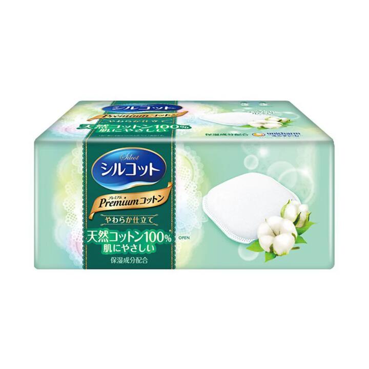Unicharm Extra Thick Moisturizing Cotton Pads, Green Edition, 66 Pieces