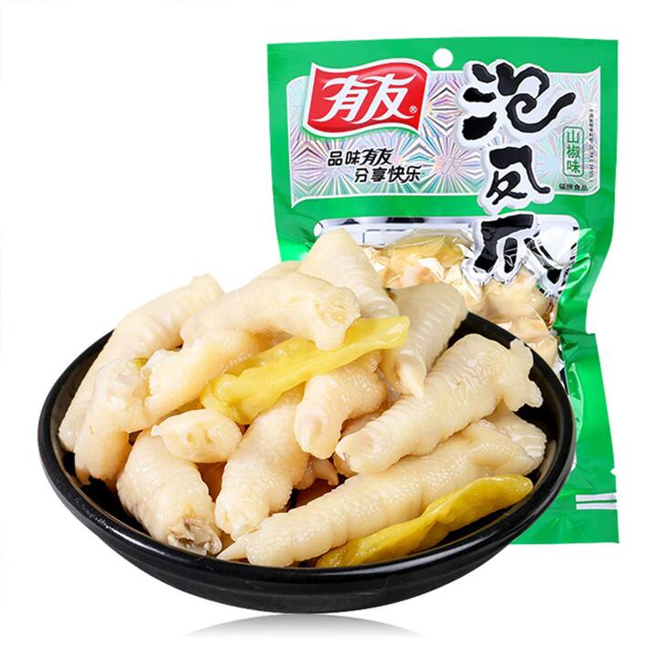 YouYou Spicy Pickled Chicken Feet with Pepper Flavor, 180g