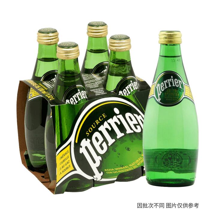 Perrier Sparkling Natural Mineral Water - 330ml, Pack of 4