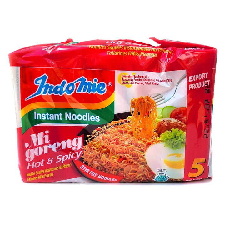 Indomie Mi Goreng Hot & Spicy Instant Noodles - 80g x 5 Packs