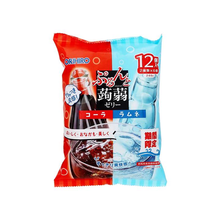 Orihiro Konjac Jelly Limited Edition Low-Calorie Cola & Soda Flavor - 12 Packs, 240g
