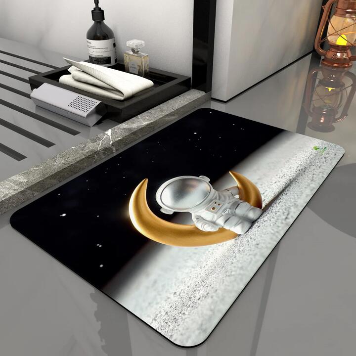 Ecoway Diatomaceous Earth Bathroom Mat - Astronaut Design, 60x40cm