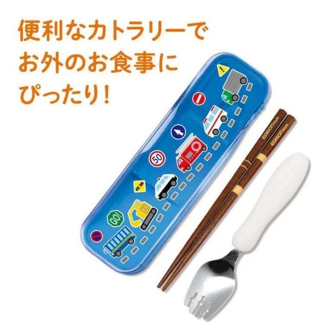 EDISONmama Portable Cutlery Set (Chopsticks & Spoon Fork) - Blue Car Design