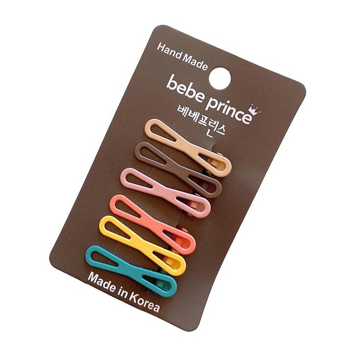 Bebe Prince Handmade Matte Candy Color Hair Clips for Kids Bow Tie Shape- 6 Pieces