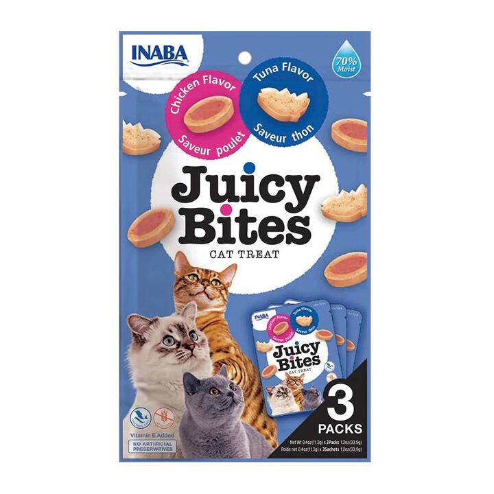 Inaba Juicy Bites Cat Treat - Tuna & Chicken Flavor, 3 Packs, 34g