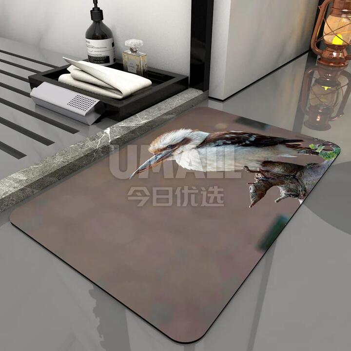 Ecoway Diatomaceous Earth Bathroom Mat with Kookaburra Design - 60x40cm