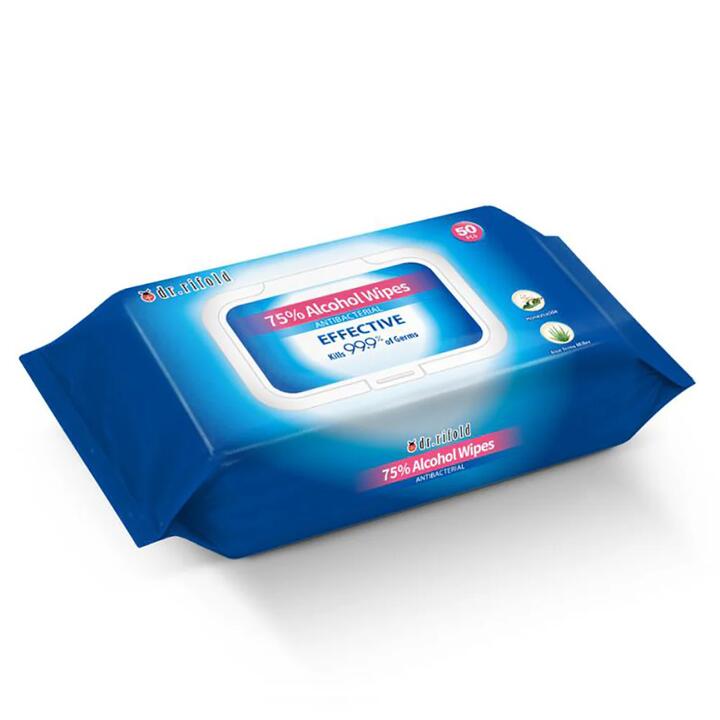 Dr.rifold Antibacterial 75% Alcohol Wipes - 50 Pieces