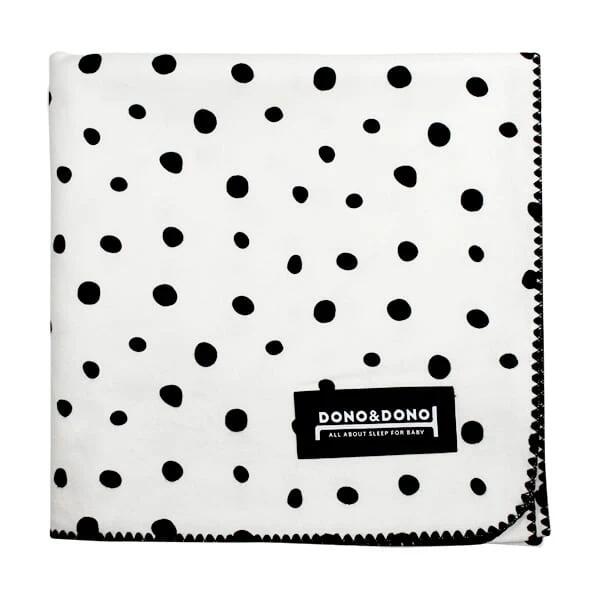 Dono&Dono Baby Cotton Fleece Blanket - Black Polka Dot Pattern, 106*106cm