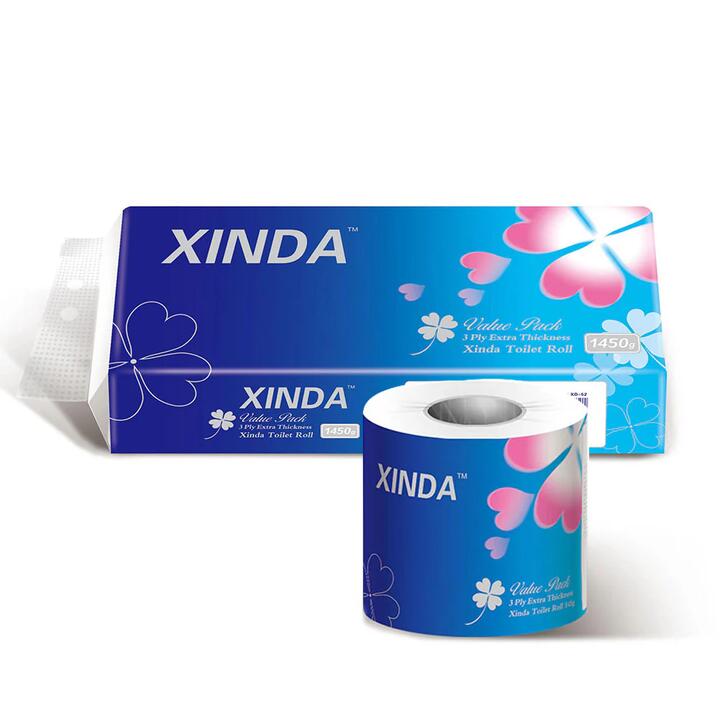 Xinda Blue 3-Ply Toilet Paper - Pack of 10