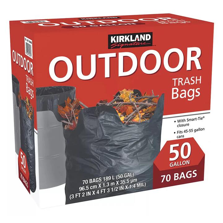 Kirkland Outdoor Trash Bags 189L - 70 Bags