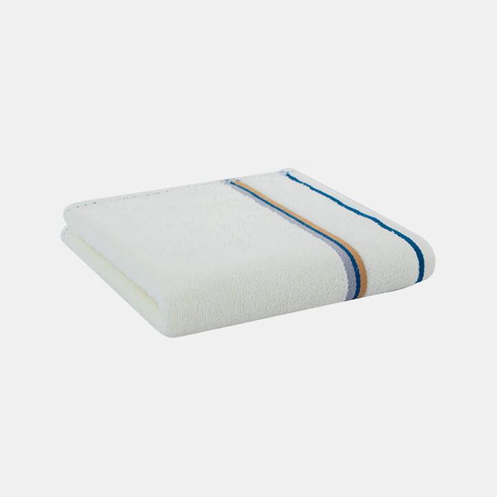 Sanli Ultra-Soft Cotton Towel with Colorful Stripes - White, 33x71cm, 75g