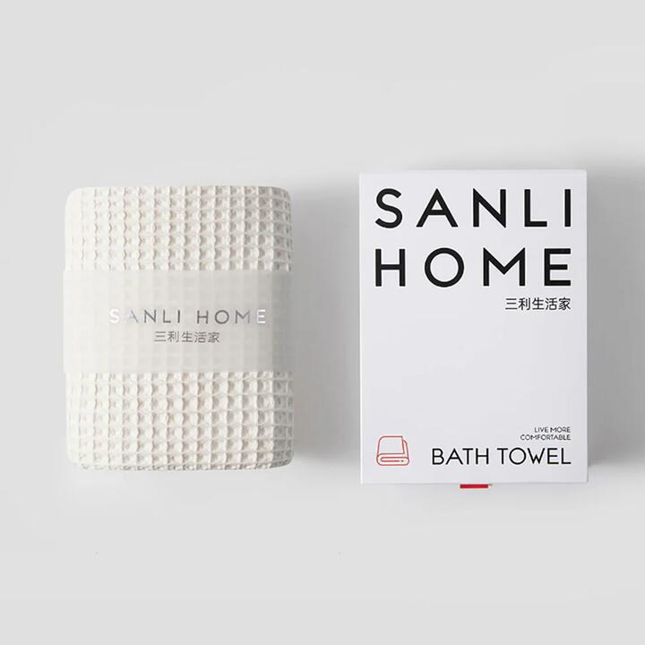 Sanli Cotton Waffle Bath Towel Gift Set - White 78x150cm