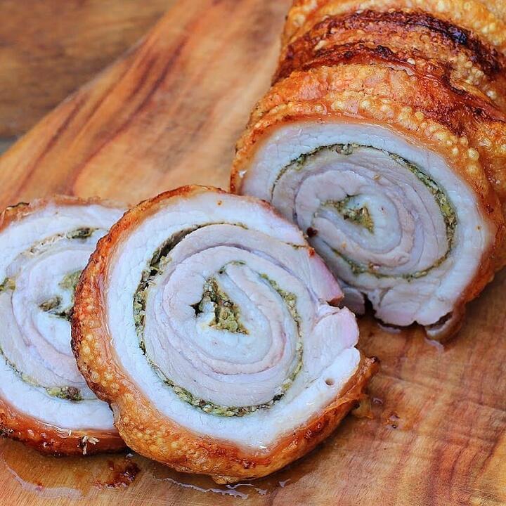 Ommi's Frozen Crispy Pork Belly Roll with Scallions - 1kg