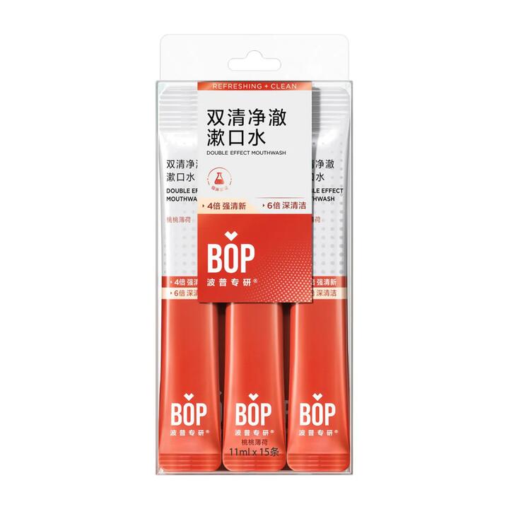BOP Double Effect Mouthwash Peach Mint 11ml x 15 Packs