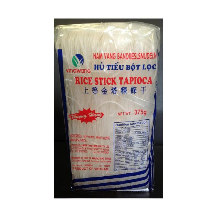 Vinawang Rice-Tapioca Stick Noodles – Hủ Tiếu Bột Lọc (Nam Vang Style), 375 g